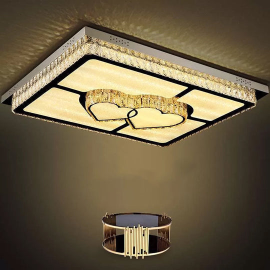 Led Flush Mount Ceiling Lamp With Clear Crystal Stainless Steel Frame - Ideal For Living Room