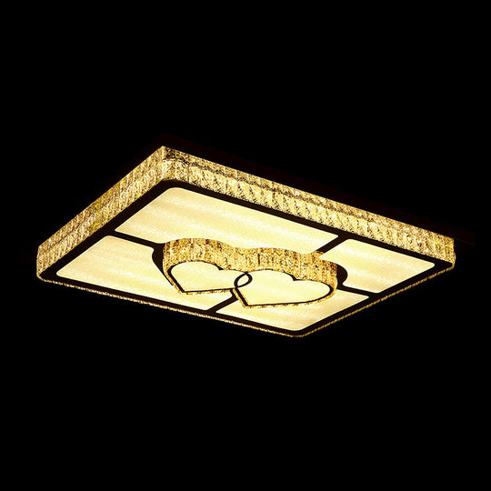 Led Flush Mount Ceiling Lamp With Clear Crystal Stainless Steel Frame - Ideal For Living Room