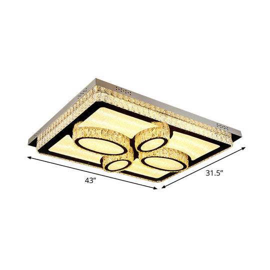 Led Flush Mount Ceiling Lamp With Clear Crystal Stainless Steel Frame - Ideal For Living Room