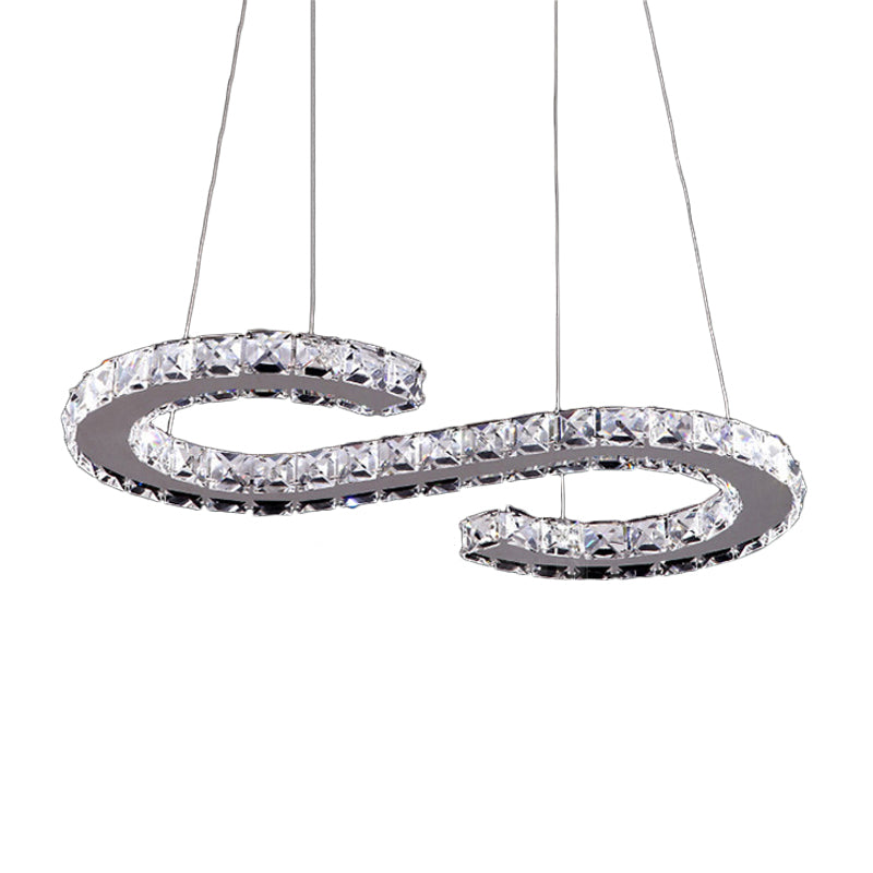 Modern Clear Crystal Led Chandelier For Dining Room - Geometry Frame Pendant Light / B