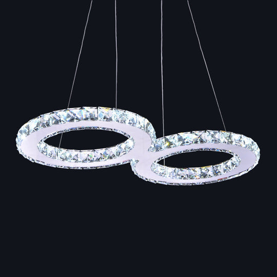 Modern Clear Crystal Led Chandelier For Dining Room - Geometry Frame Pendant Light