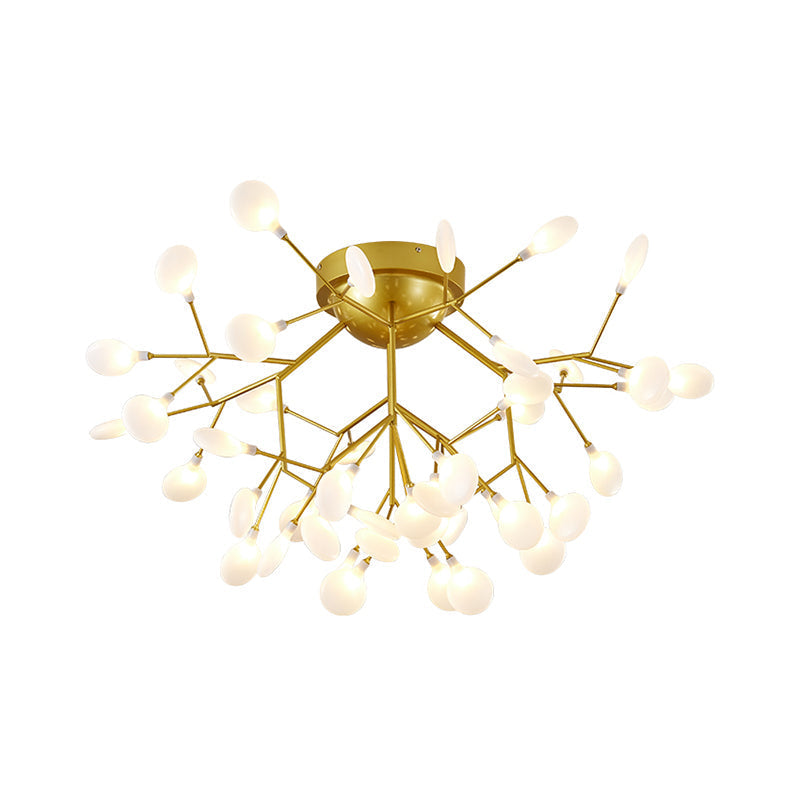 Nordic Flush Mount Led Ceiling Light In Brass For Living Room With Heracleum Metal Fixture