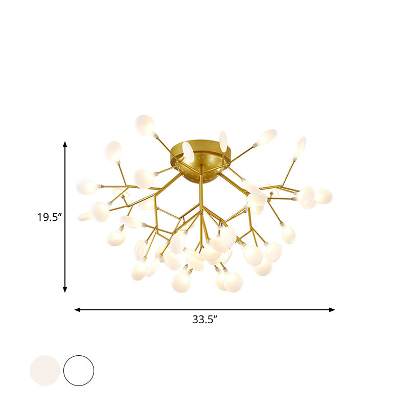 Nordic Flush Mount Led Ceiling Light In Brass For Living Room With Heracleum Metal Fixture