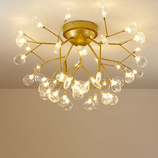 Nordic Flush Mount Led Ceiling Light In Brass For Living Room With Heracleum Metal Fixture 45 /