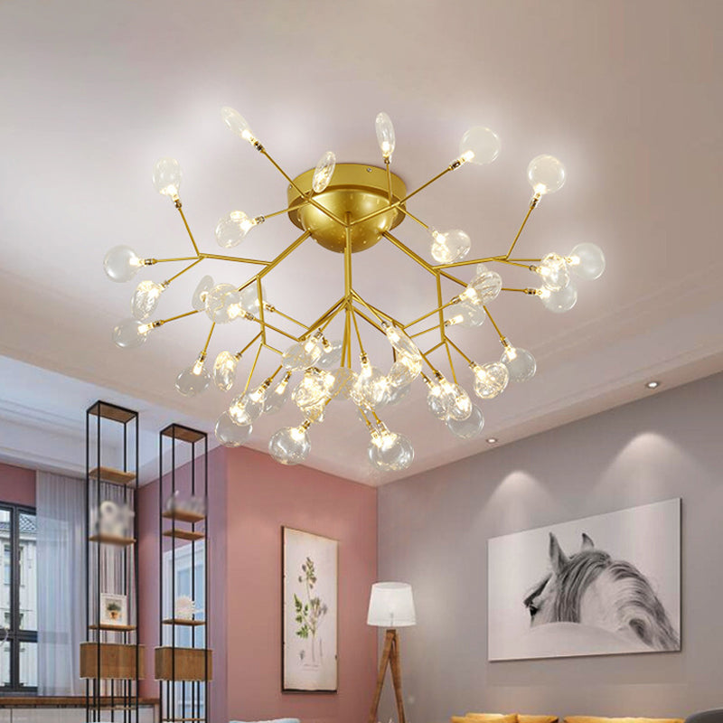 Nordic Flush Mount Led Ceiling Light In Brass For Living Room With Heracleum Metal Fixture 36 /