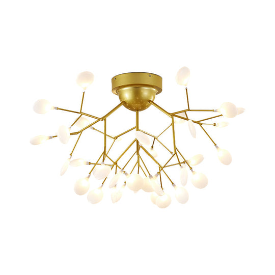 Nordic Flush Mount Led Ceiling Light In Brass For Living Room With Heracleum Metal Fixture 36 /