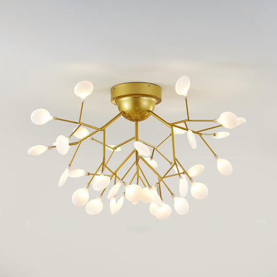 Nordic Flush Mount Led Ceiling Light In Brass For Living Room With Heracleum Metal Fixture