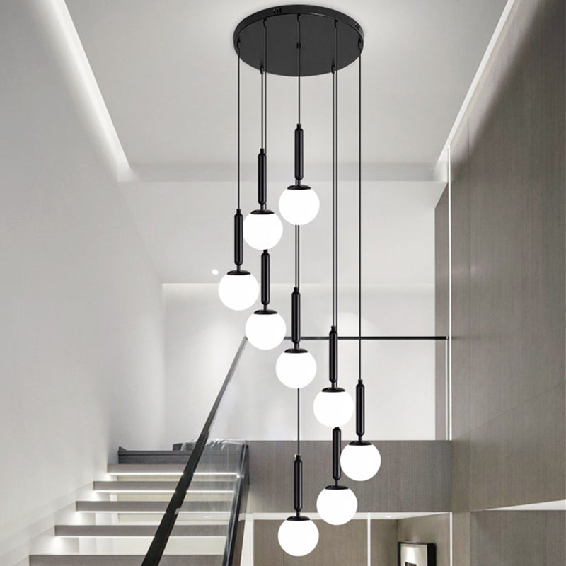 Marta - Opal Opal Glass Global Multiple Hanging Light Simplicity Suspension Lighting for Stairs