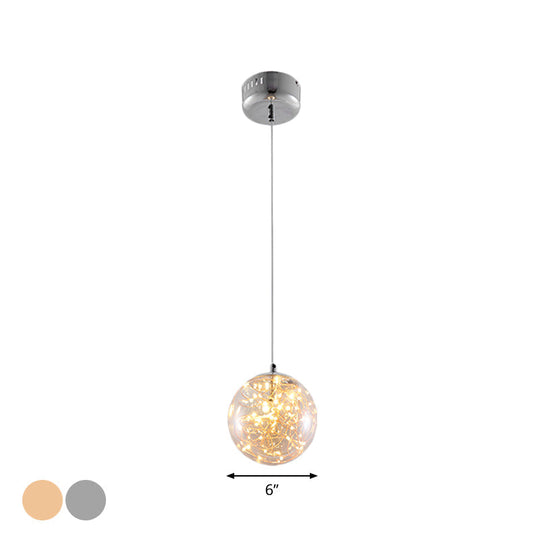 Minimal Led Glass Ball Pendant Light Kit With Glowing Inside String