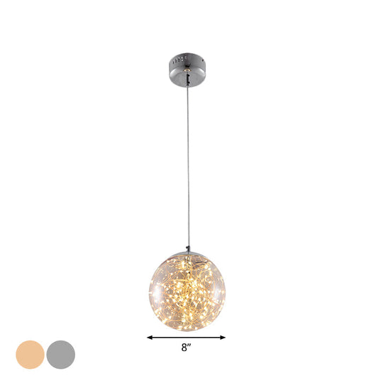 Minimal Led Glass Ball Pendant Light Kit With Glowing Inside String