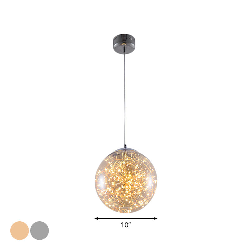 Minimal Led Glass Ball Pendant Light Kit With Glowing Inside String