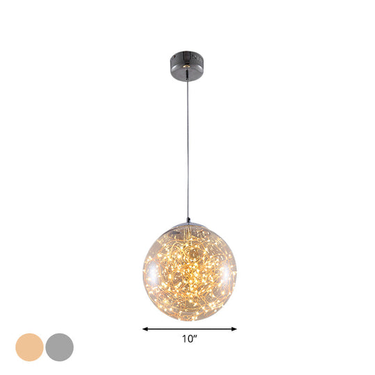 Minimal Led Glass Ball Pendant Light Kit With Glowing Inside String