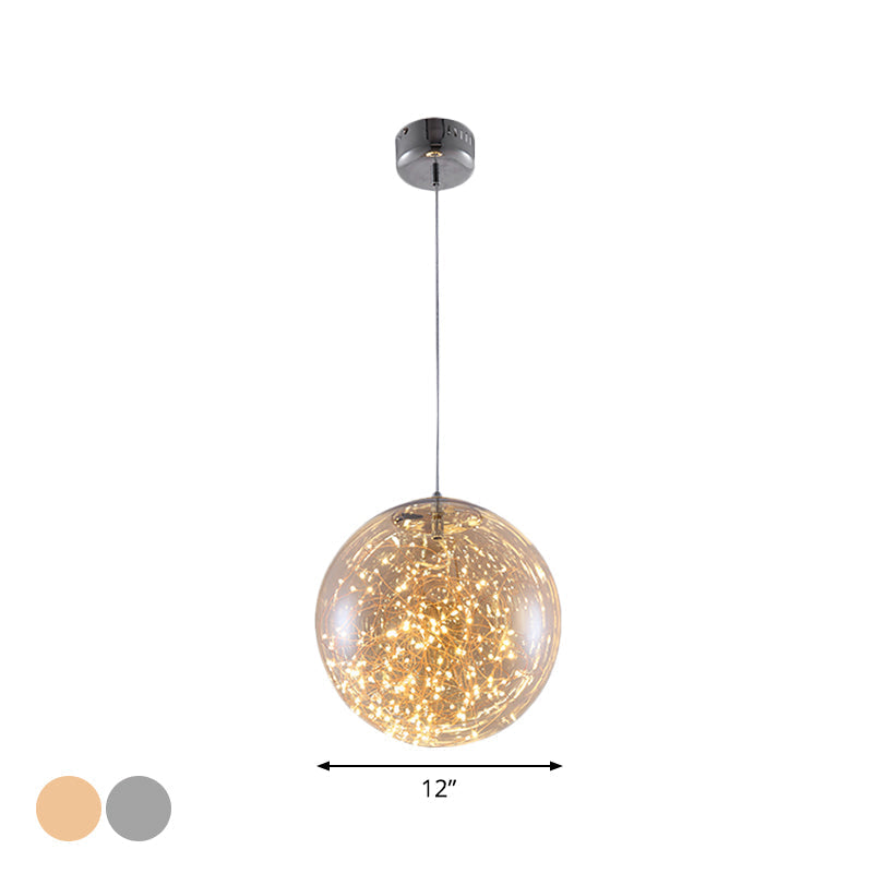 Minimal Led Glass Ball Pendant Light Kit With Glowing Inside String