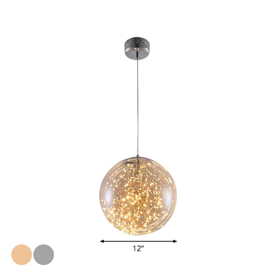 Minimal Led Glass Ball Pendant Light Kit With Glowing Inside String