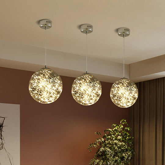 Minimal Led Glass Ball Pendant Light Kit With Glowing Inside String