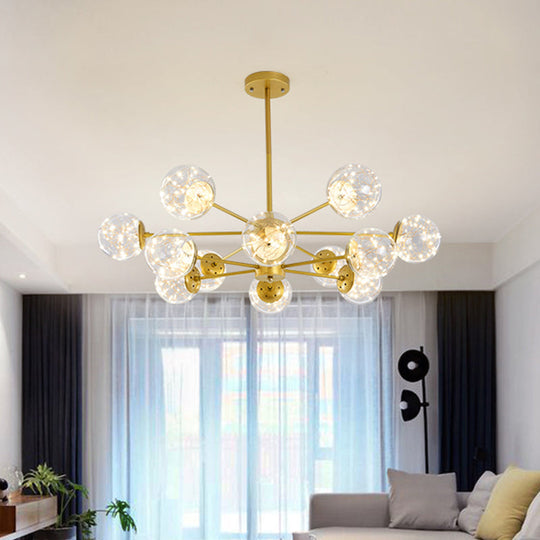 Minimal Starry Led Glass Pendant Light Chandelier With Radial Design 12 / Gold