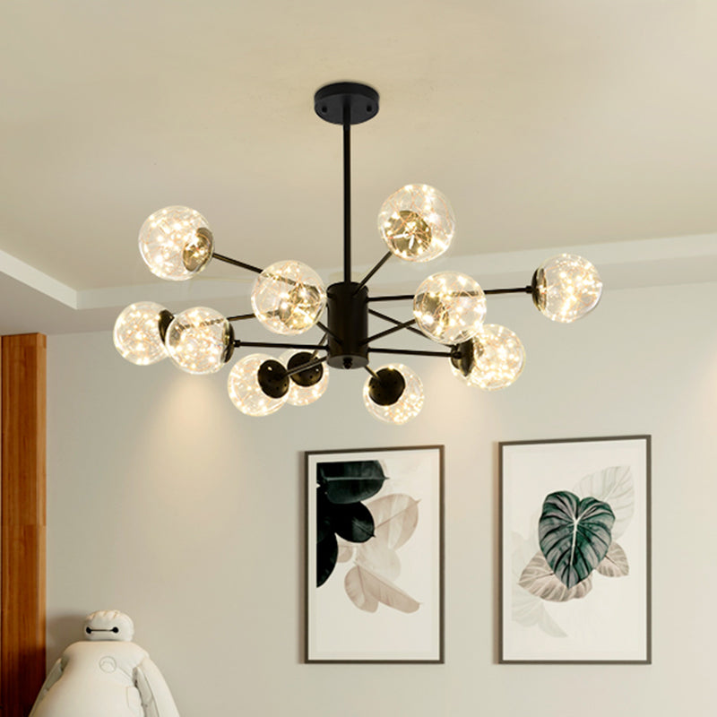 Stylish Hanging Chandelier with LED Glass Pendant Light and Radial Design