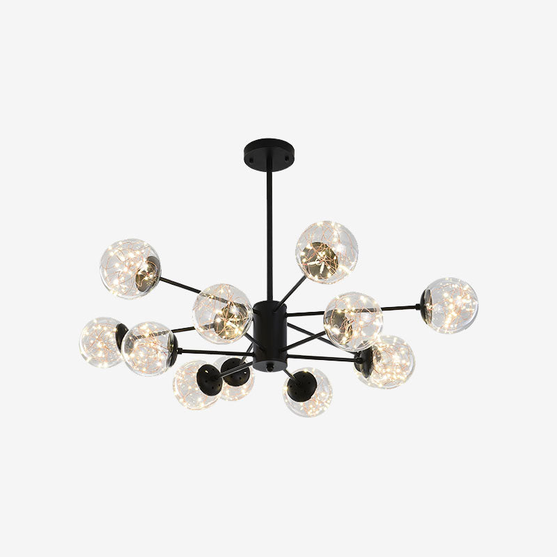 Minimal Starry Led Glass Pendant Light Chandelier With Radial Design 10 / Black