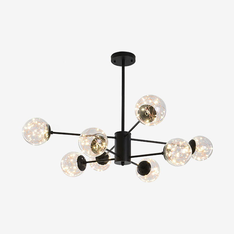 Minimal Starry Led Glass Pendant Light Chandelier With Radial Design 8 / Black