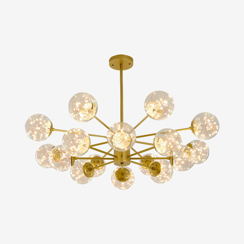 Minimal Starry Led Glass Pendant Light Chandelier With Radial Design 16 / Gold