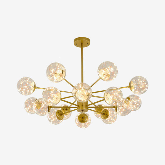 Minimal Starry Led Glass Pendant Light Chandelier With Radial Design 16 / Gold