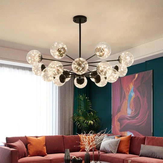 Stylish Hanging Chandelier with LED Glass Pendant Light and Radial Design