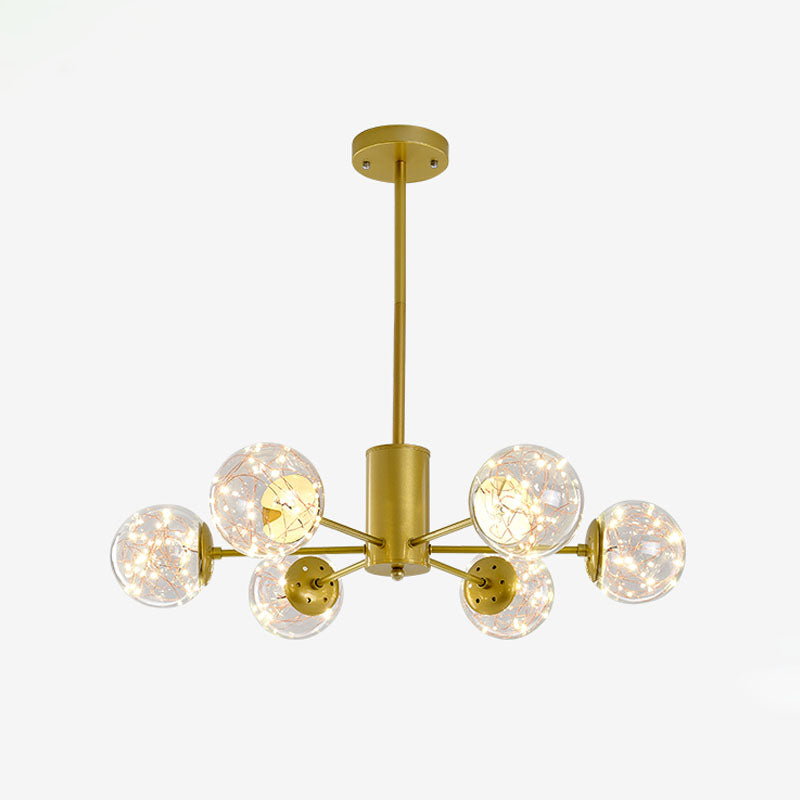 Minimal Starry Led Glass Pendant Light Chandelier With Radial Design 6 / Gold