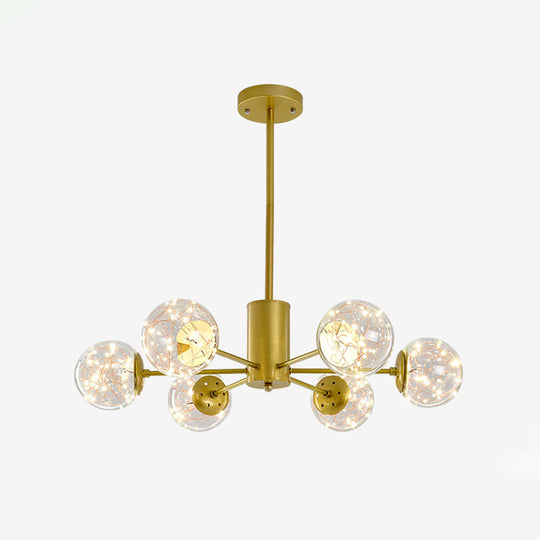 Minimal Starry Led Glass Pendant Light Chandelier With Radial Design 6 / Gold