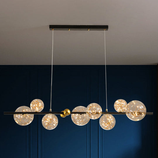 Contemporary LED Glass Orb Chandelier - Glow String & Down Lighting