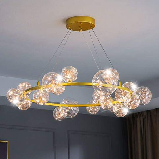 Modern Gold Starry Led Chandelier - Orb Bedroom Ceiling Lamp