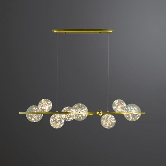 Simple LED Metal Chandelier with Starry Pendant - Clear Glass Shade