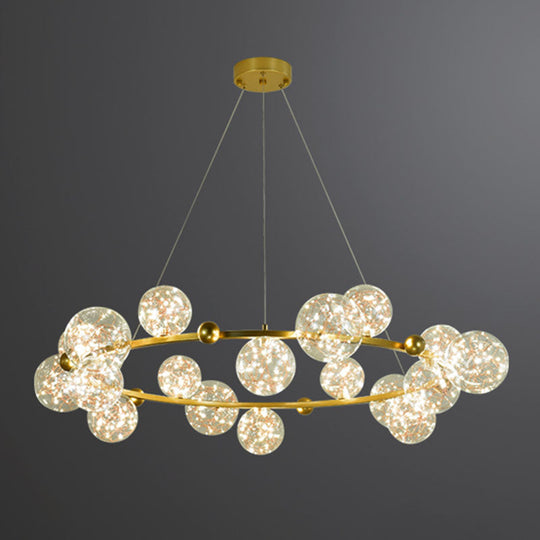 Simple LED Metal Chandelier with Starry Pendant - Clear Glass Shade