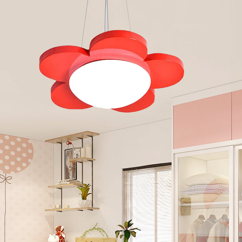 Flower Shaped Led Ceiling Chandelier For Kids Room - 15/23 Diameter Red/Yellow/Blue/Green Colors