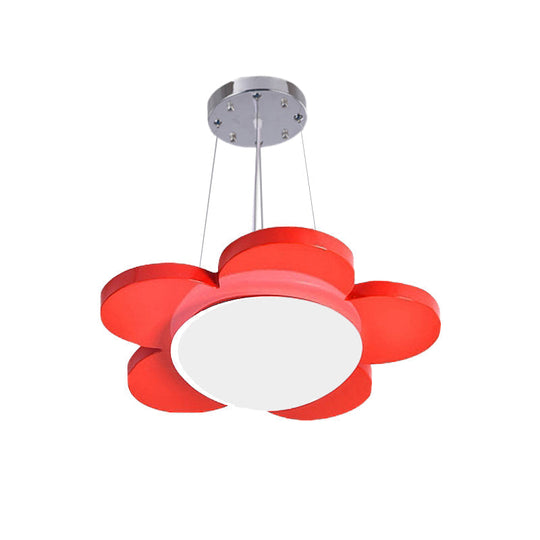 Flower Shaped Led Ceiling Chandelier For Kids Room - 15/23 Diameter Red/Yellow/Blue/Green Colors