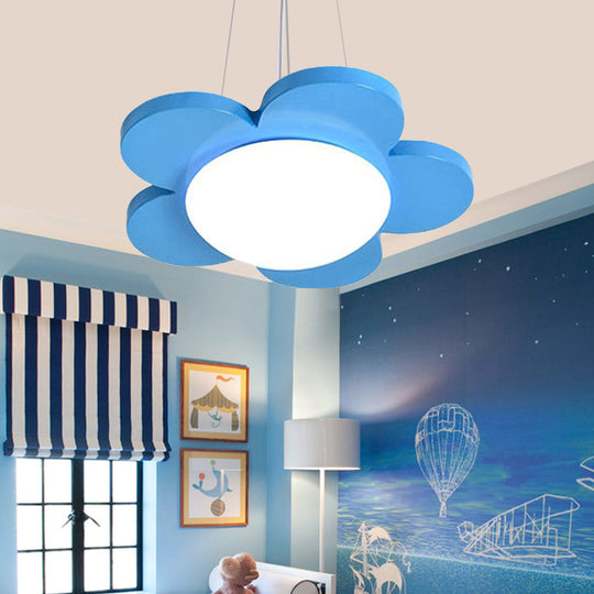 Flower Shaped Led Ceiling Chandelier For Kids Room - 15/23 Diameter Red/Yellow/Blue/Green Colors