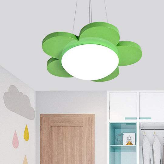 Flower Shaped Led Ceiling Chandelier For Kids Room - 15/23 Diameter Red/Yellow/Blue/Green Colors