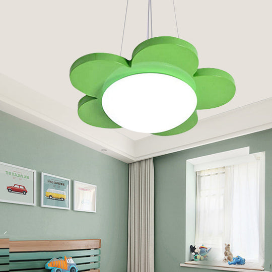 Flower Shaped Led Ceiling Chandelier For Kids Room - 15/23 Diameter Red/Yellow/Blue/Green Colors