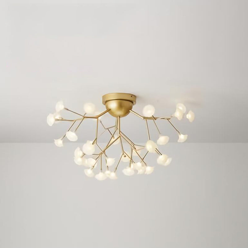 Minimalist Led Metal Flush Mount Ceiling Light For Living Room 36 / Gold Flower