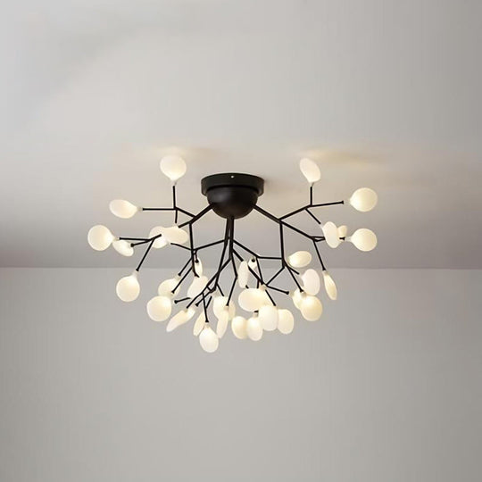 Minimalist Led Metal Flush Mount Ceiling Light For Living Room 36 / Black Round