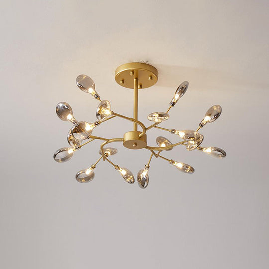 Gold Acrylic Leaf Chandelier With Modern Led Suspension - Perfect For Living Room