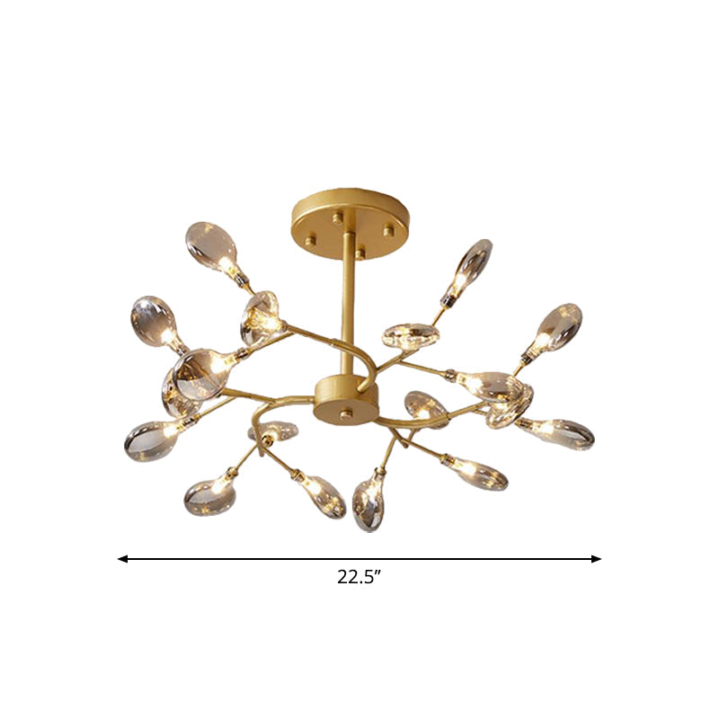 Gold Acrylic Leaf Chandelier With Modern Led Suspension - Perfect For Living Room