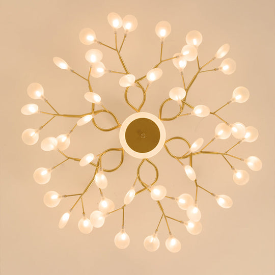 Modern Nordic Gold Firefly Hanging Chandelier - LED Pendant Light Fixture for Living Room