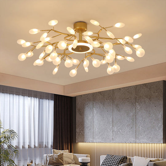 Gold Nordic Firefly Chandelier: Acrylic Living Room Pendant Light With Led Fixture