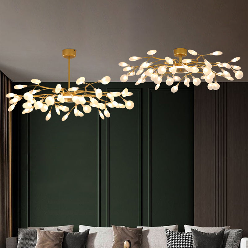 Modern Nordic Gold Firefly Hanging Chandelier - LED Pendant Light Fixture for Living Room