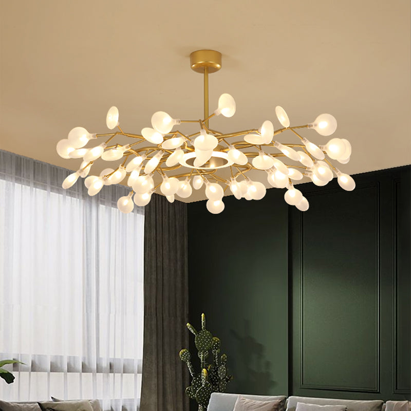 Modern Nordic Gold Firefly Hanging Chandelier - LED Pendant Light Fixture for Living Room