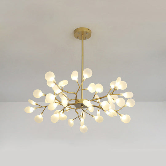 Branch-Like Wireframe Led Chandelier: Modern Metal Hanging Light For Living Room