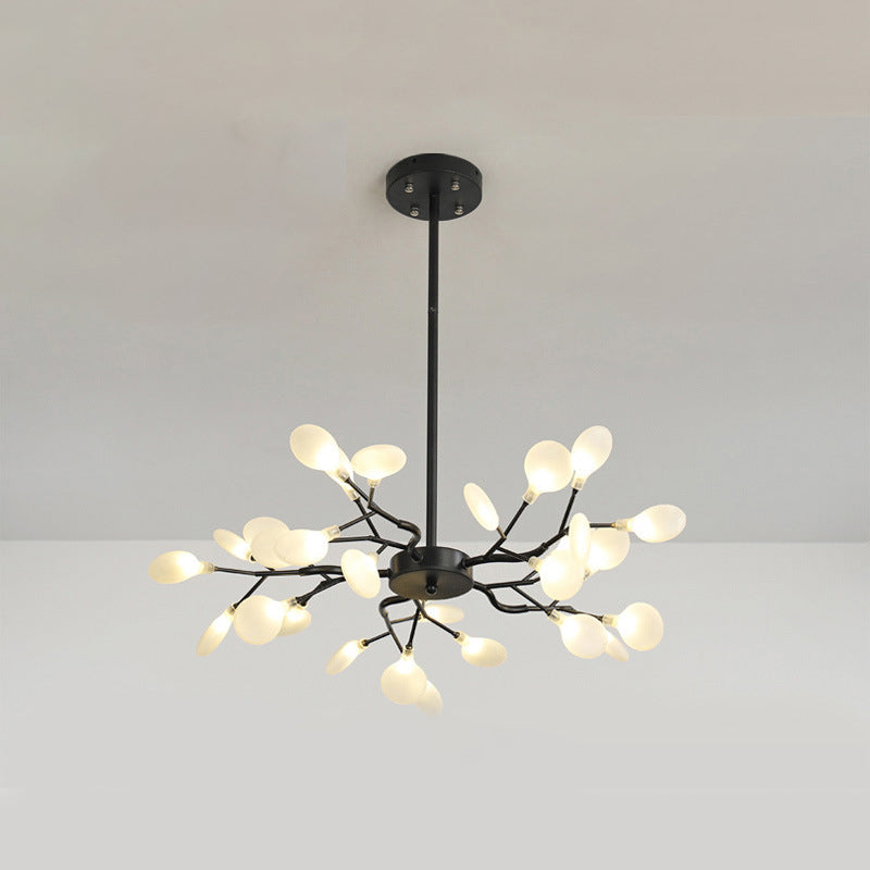 Branch-Like Wireframe Led Chandelier: Modern Metal Hanging Light For Living Room 30 / Black C