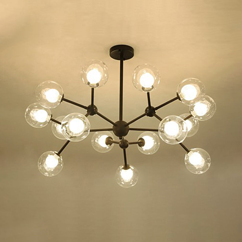 Contemporary Black Chandelier Light Fixture with Clear & Frosted Glass