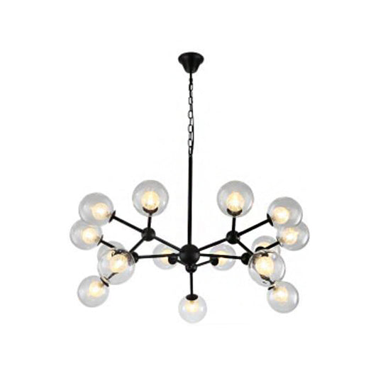 Contemporary Black Chandelier Light Fixture with Clear & Frosted Glass