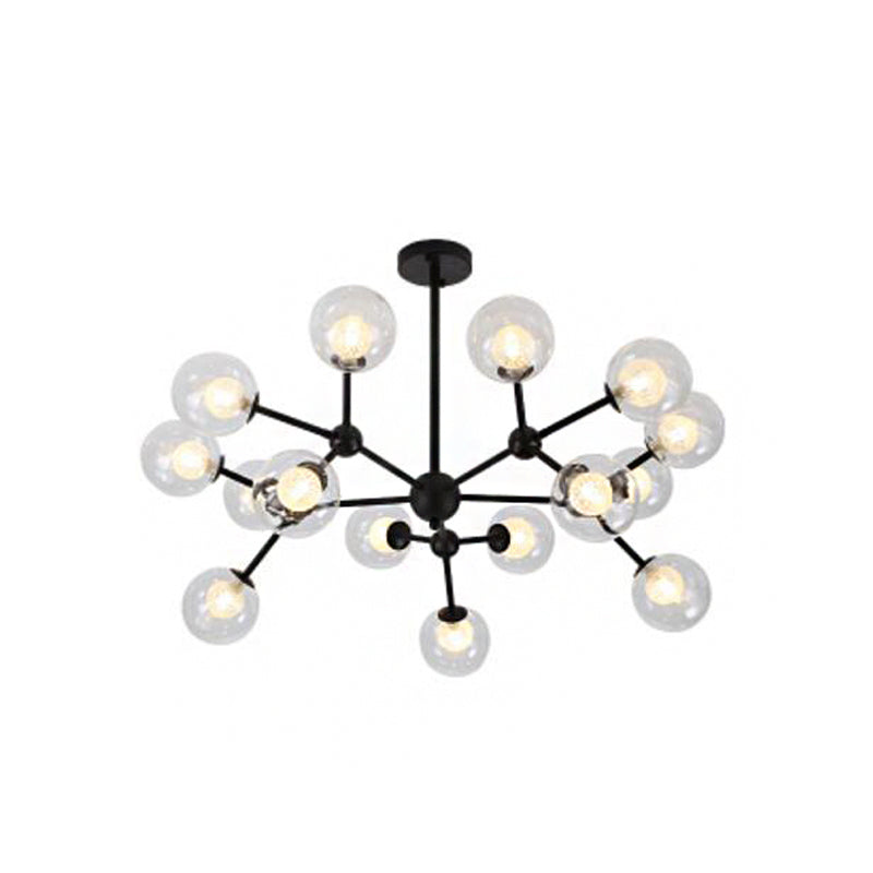 Contemporary Black Chandelier Light Fixture with Clear & Frosted Glass